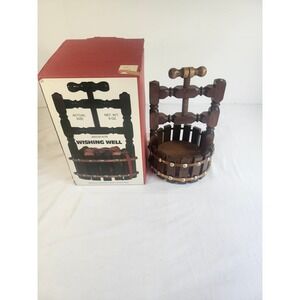 Vintage Houston Foods Wishing Well Wooden Nutcracker Screw Press Barrel Design